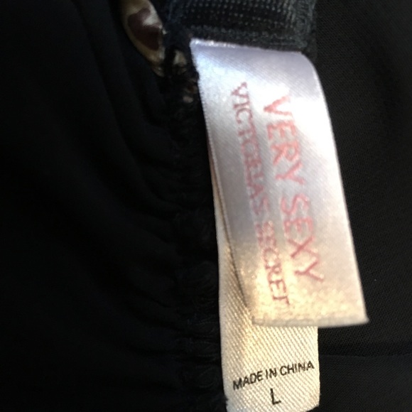 Victoria Secret black with leopard trim chemise L - Picture 6 of 6